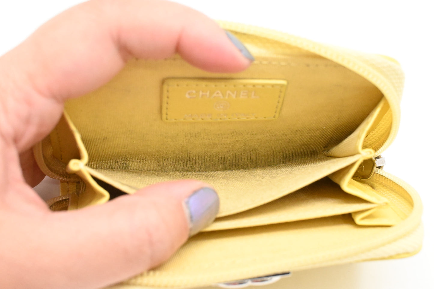 Chanel Boy Coin Case in Yellow Quilted Leather