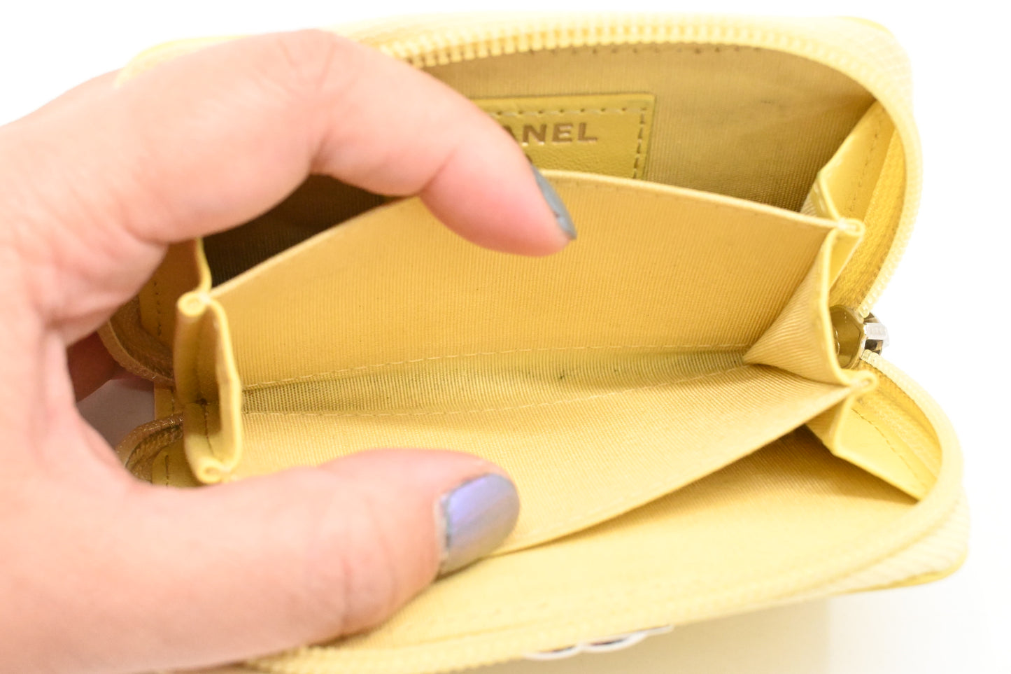 Chanel Boy Coin Case in Yellow Quilted Leather