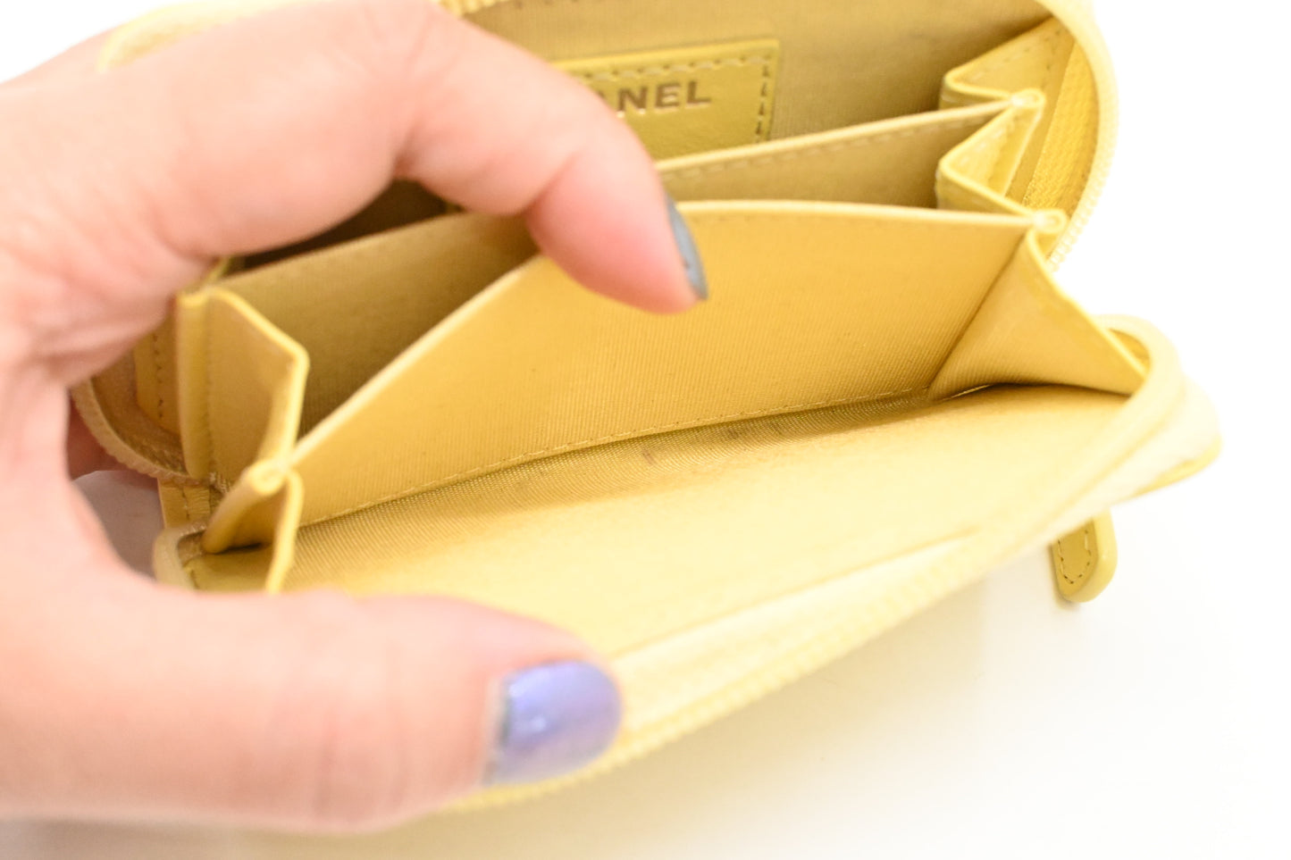 Chanel Boy Coin Case in Yellow Quilted Leather