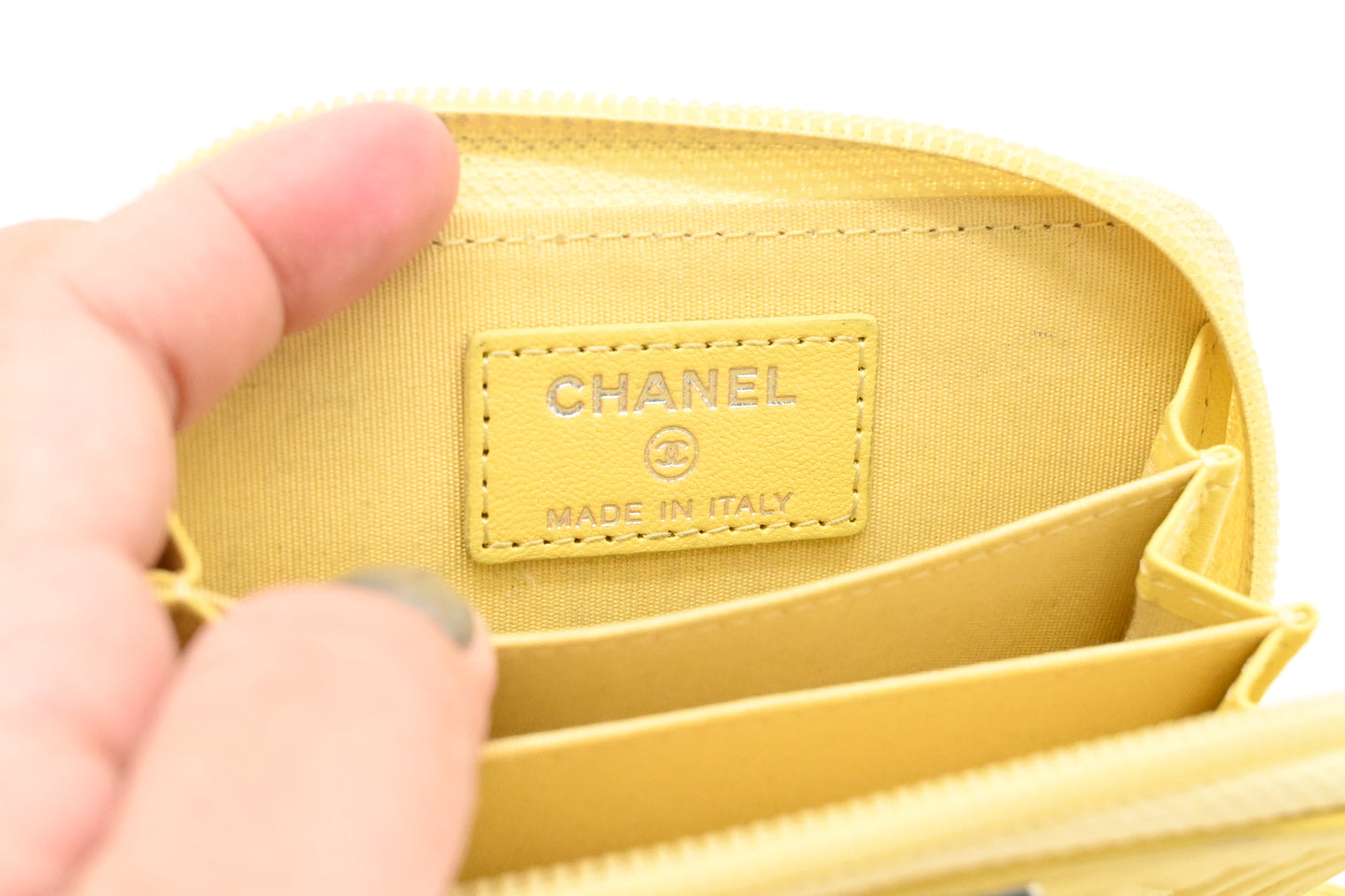 Chanel Boy Coin Case in Yellow Quilted Leather