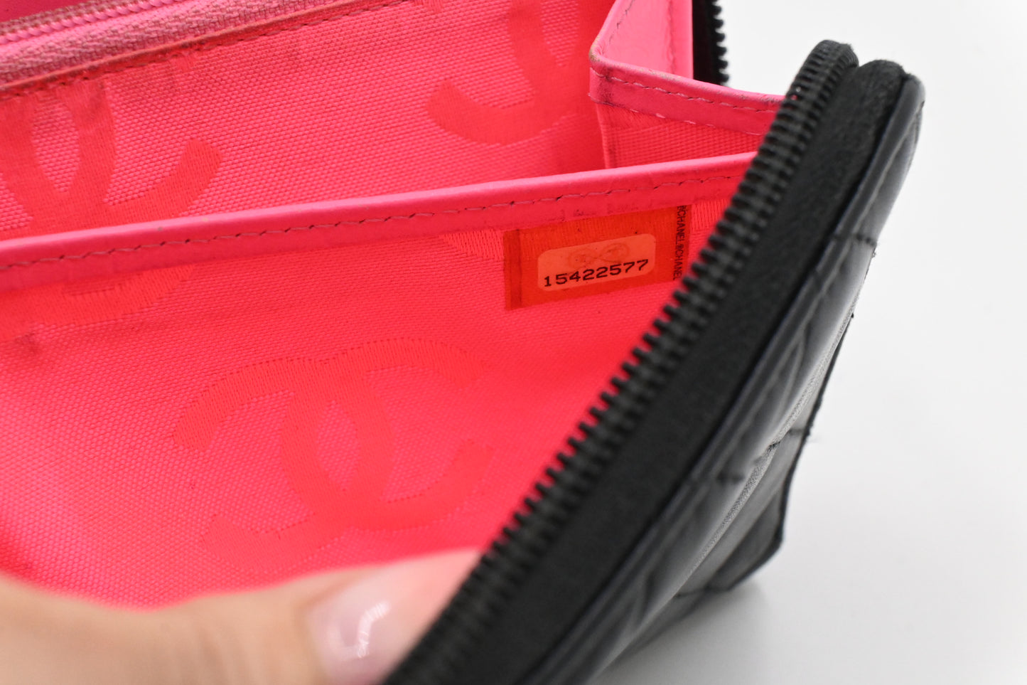 Chanel Cambon Zippy Wallet in Black Matelassé Leather