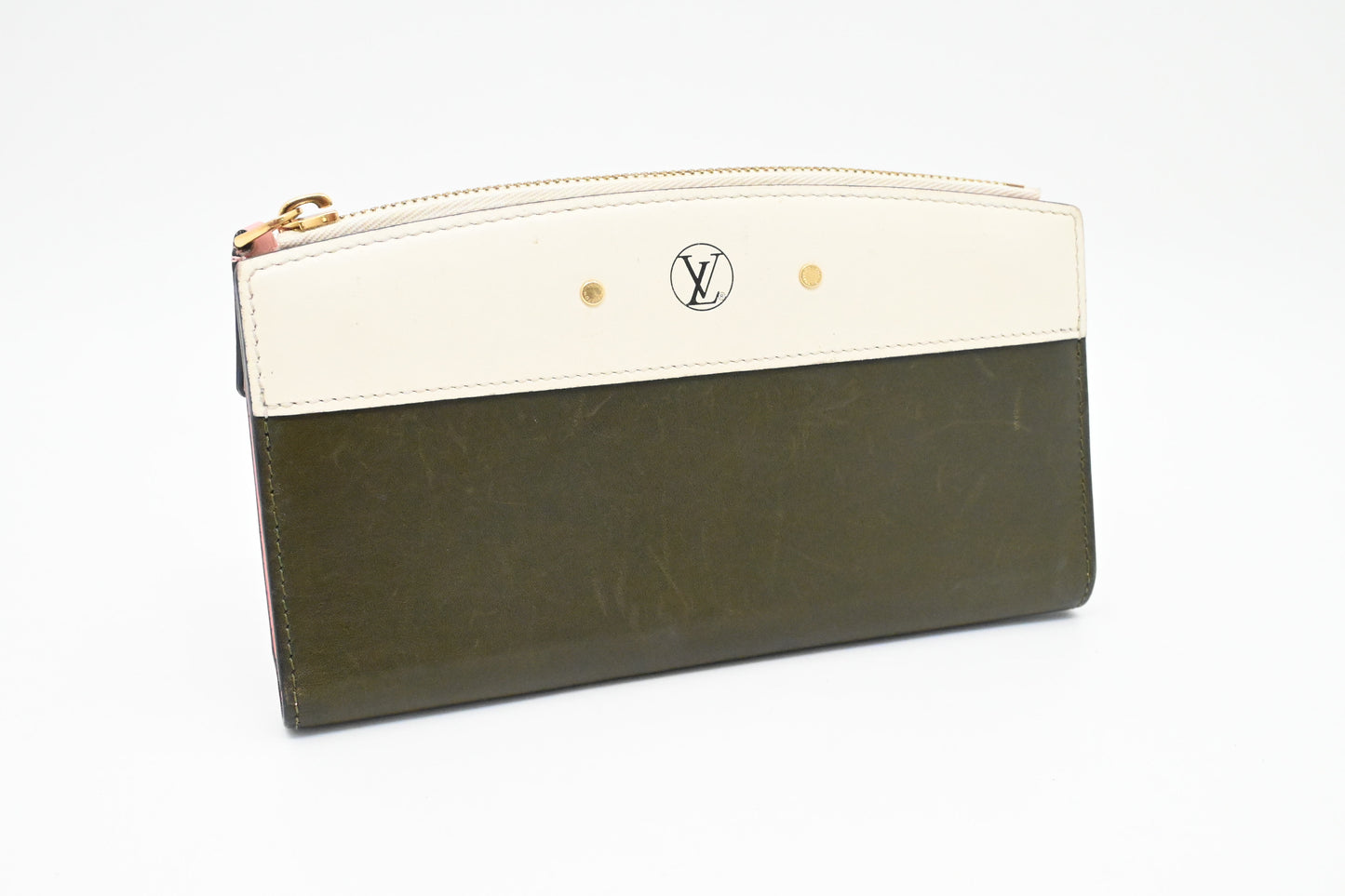 Louis Vuitton Steamer Long Wallet in Green, Pink and White Leather