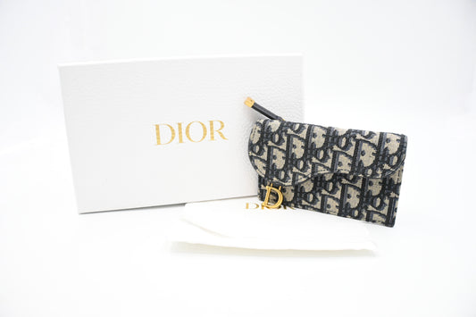 Dior Saddle Card Case in Blue Oblique Canvas