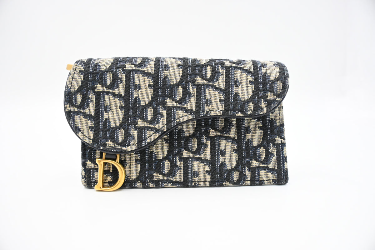 Dior Saddle Card Case in Blue Oblique Canvas