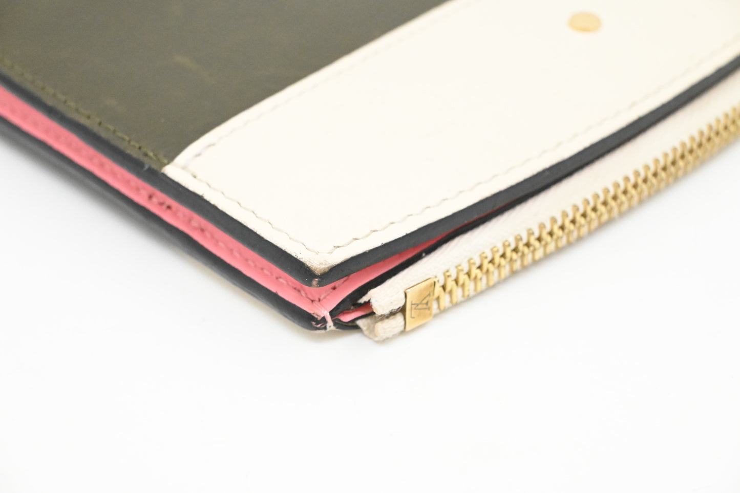 Louis Vuitton Steamer Long Wallet in Green, Pink and White Leather