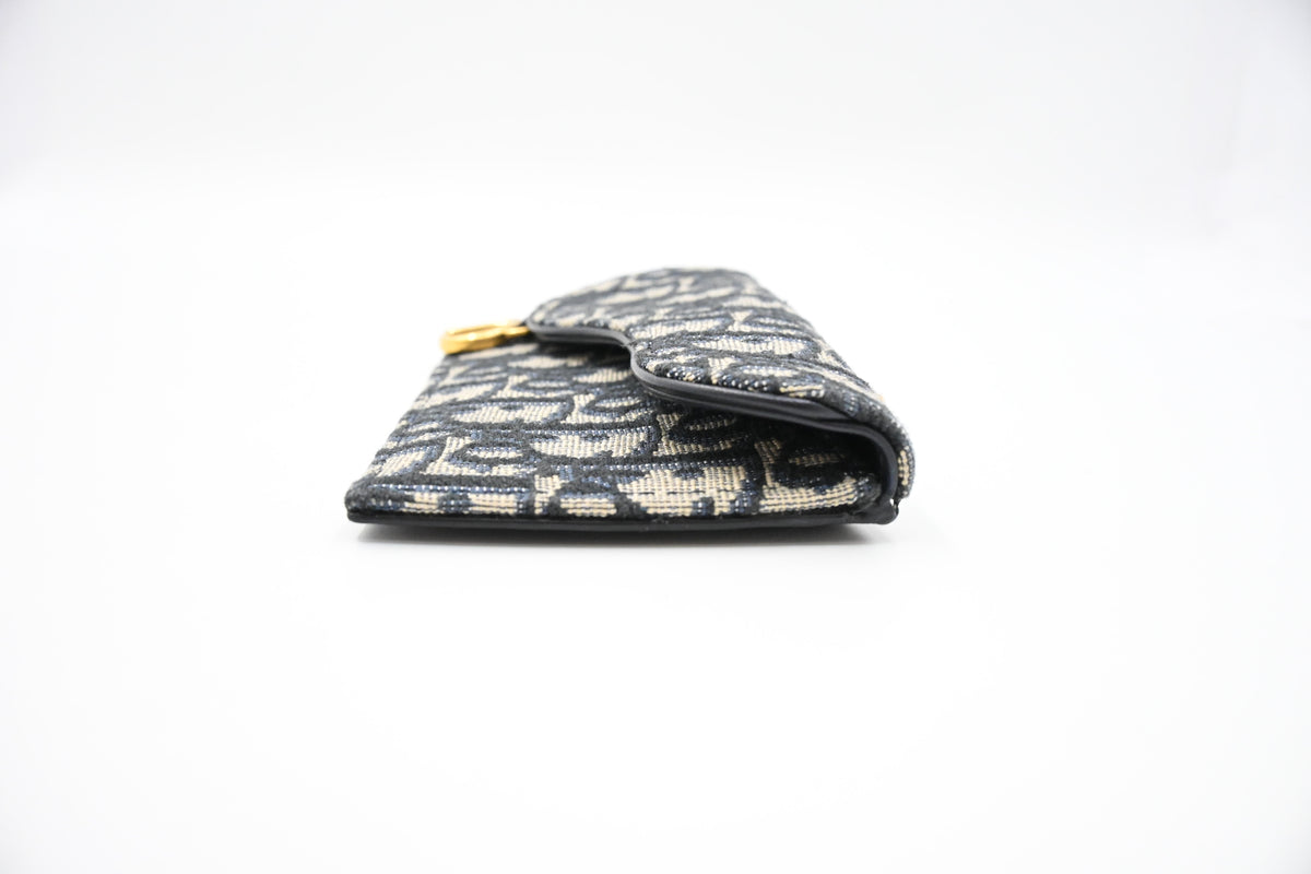 Dior Saddle Card Case in Blue Oblique Canvas
