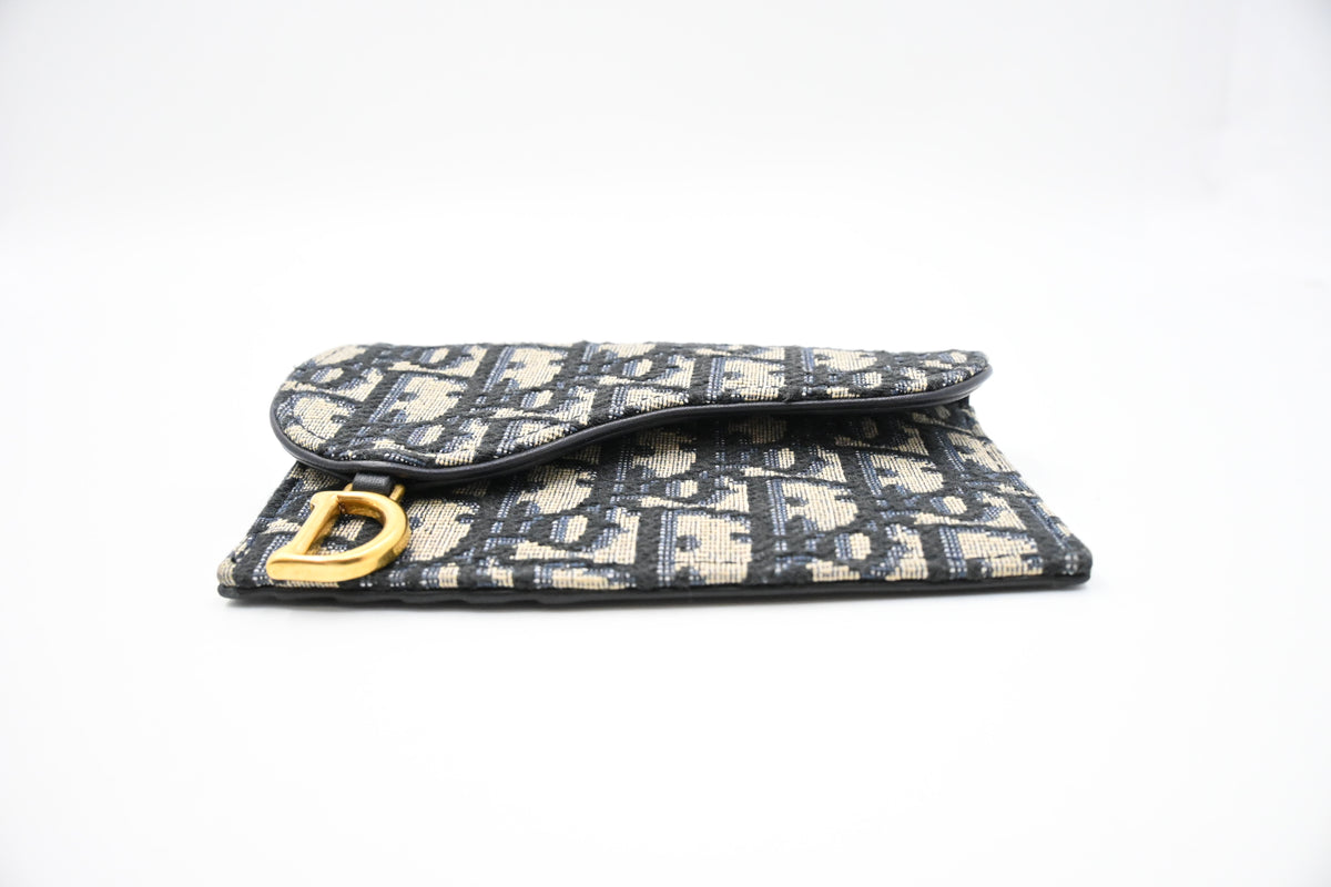 Dior Saddle Card Case in Blue Oblique Canvas