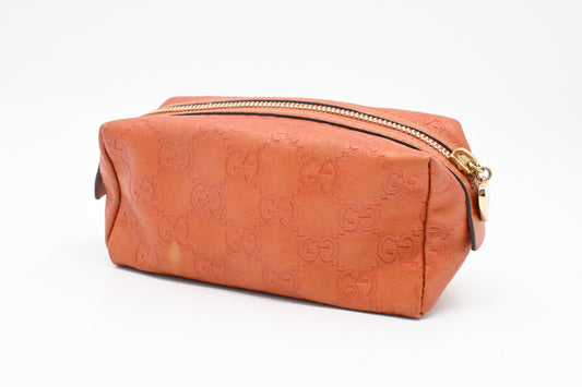 Gucci Pouch in Metallic Orange Guccissima Leather