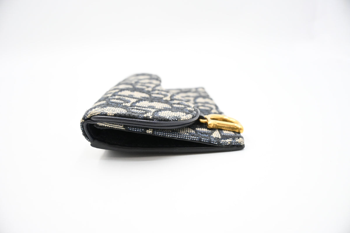Dior Saddle Card Case in Blue Oblique Canvas