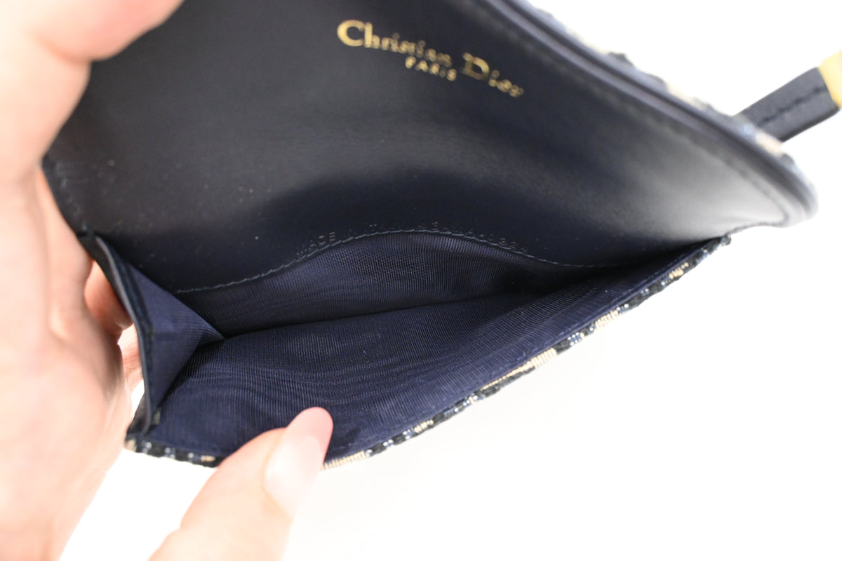 Dior Saddle Card Case in Blue Oblique Canvas