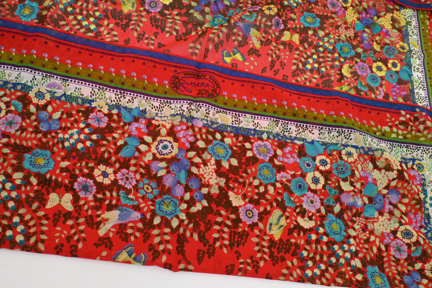 Gucci Floral Scarf in Red Cotton