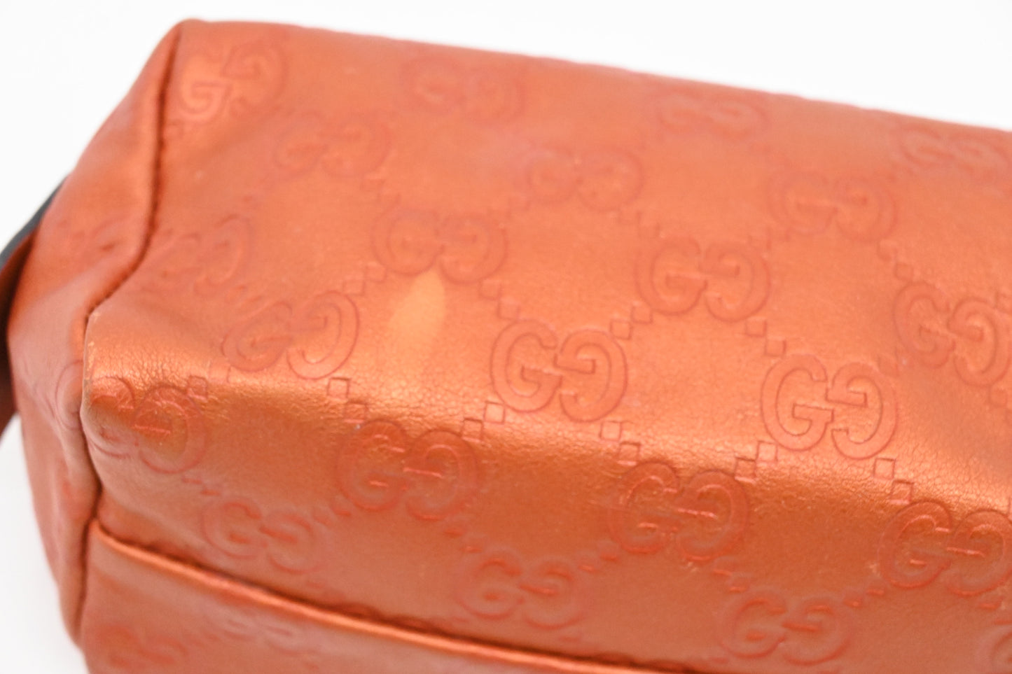 Gucci Pouch in Metallic Orange Guccissima Leather