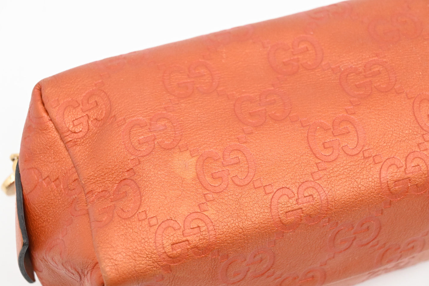 Gucci Pouch in Metallic Orange Guccissima Leather