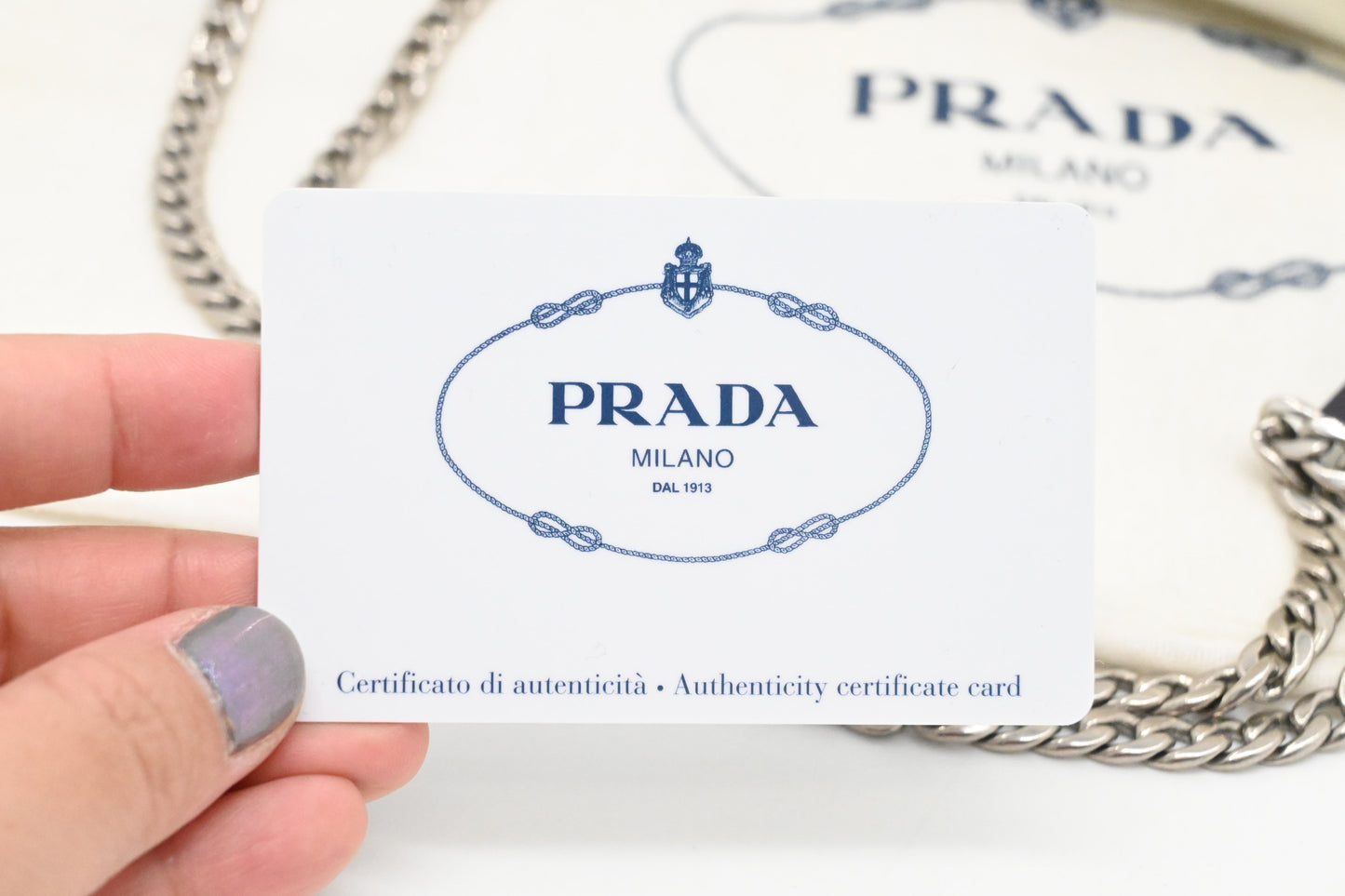 Prada Spazzolato Sidonie Chain Crossbody in White Leather