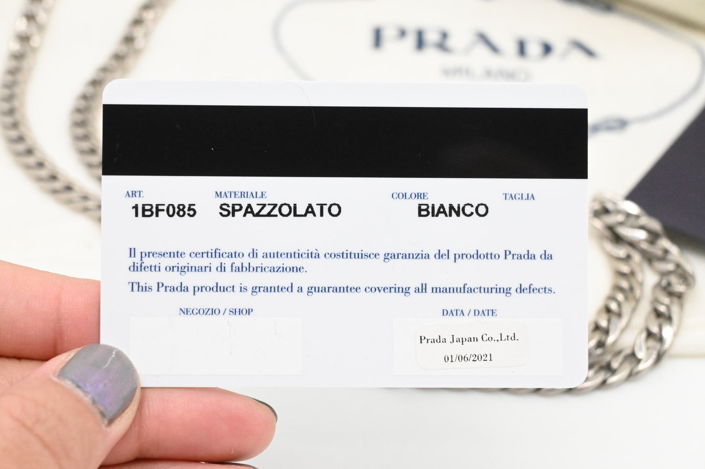 Prada Spazzolato Sidonie Chain Crossbody in White Leather