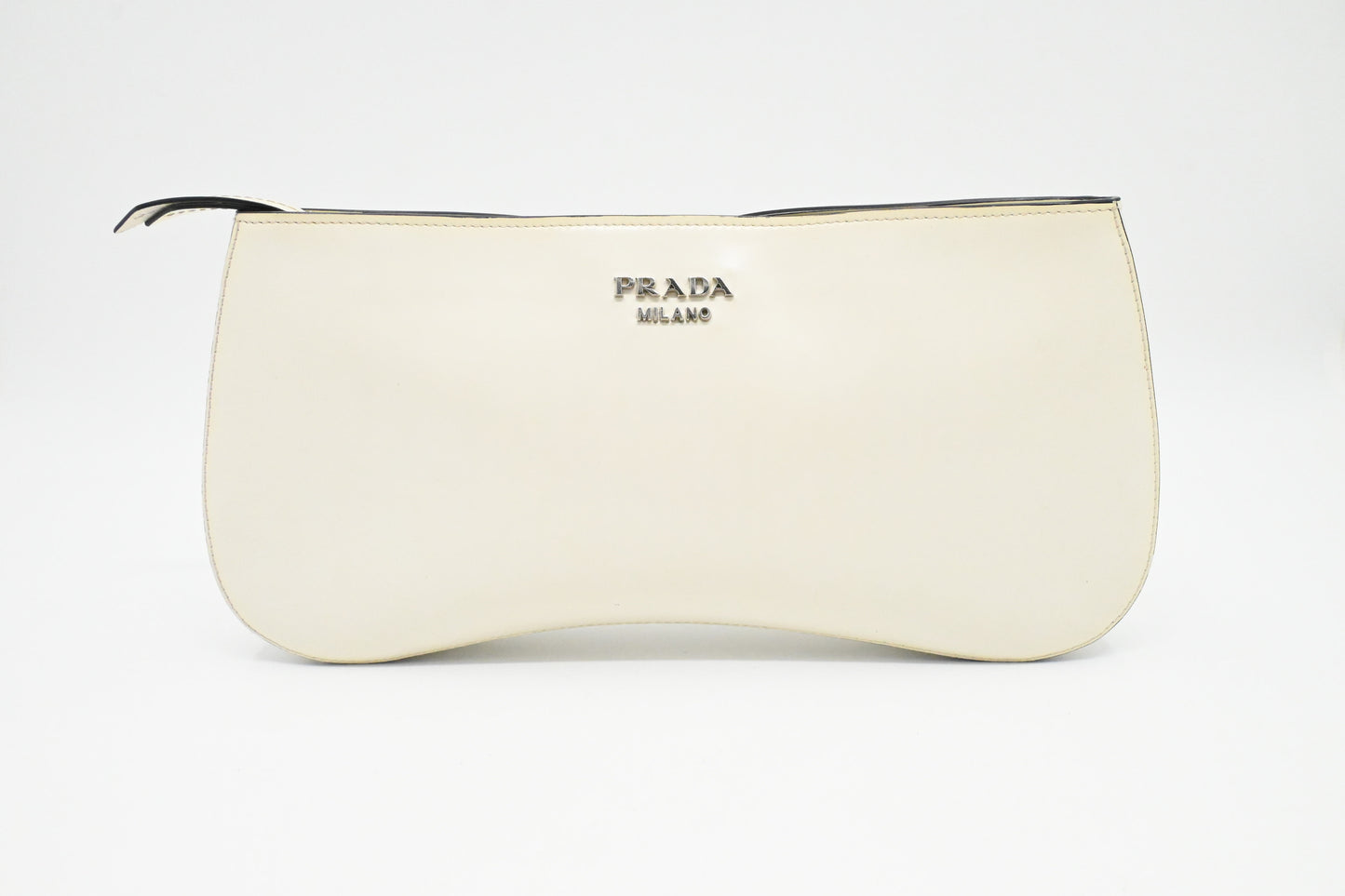 Prada Spazzolato Sidonie Chain Crossbody in White Leather