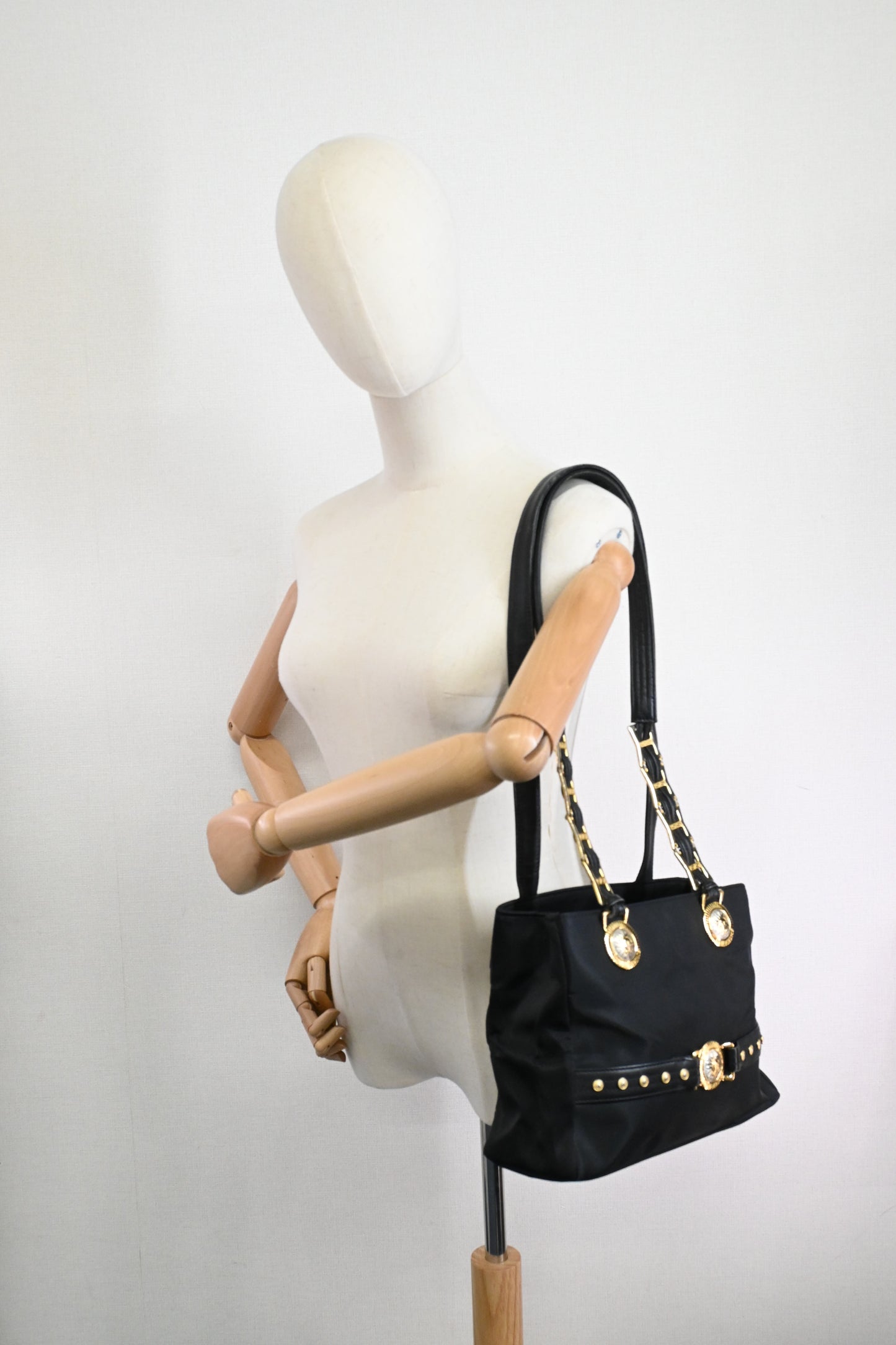 Versace Shoulder Bag in Black Nylon Canvas