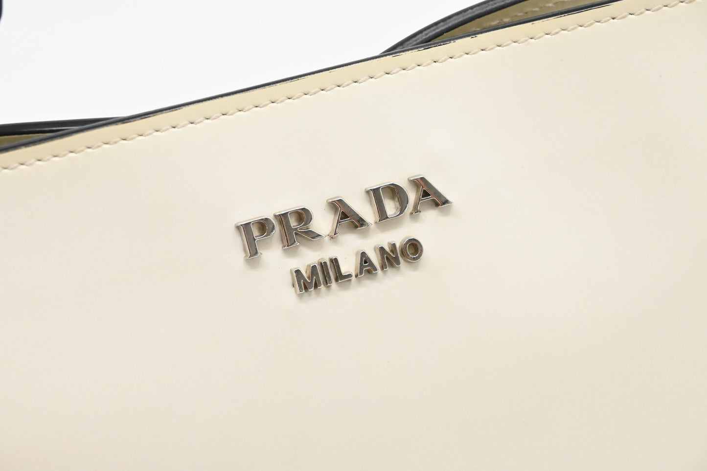 Prada Spazzolato Sidonie Chain Crossbody in White Leather