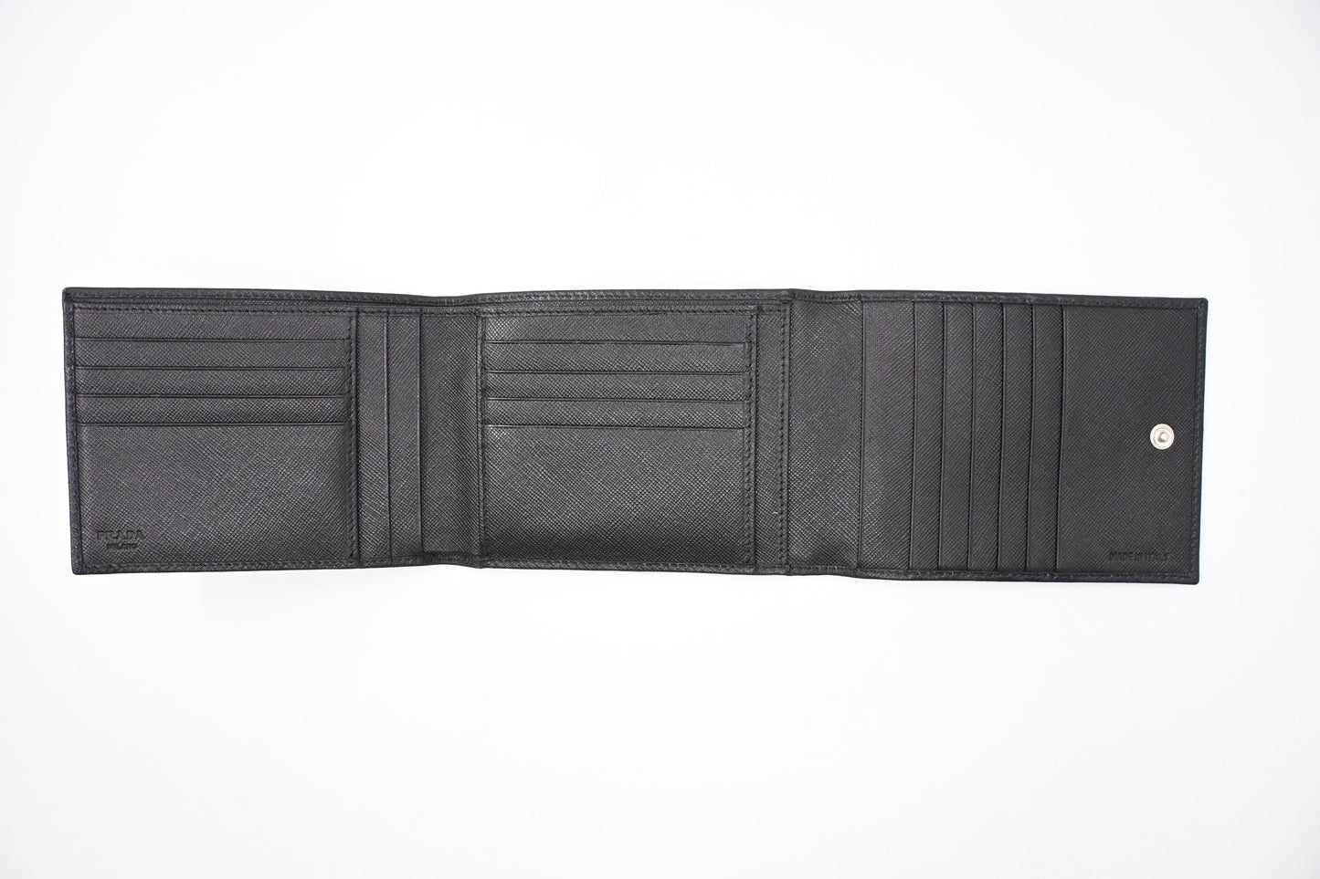 Prada Trifold Wallet in Black Saffiano Leather