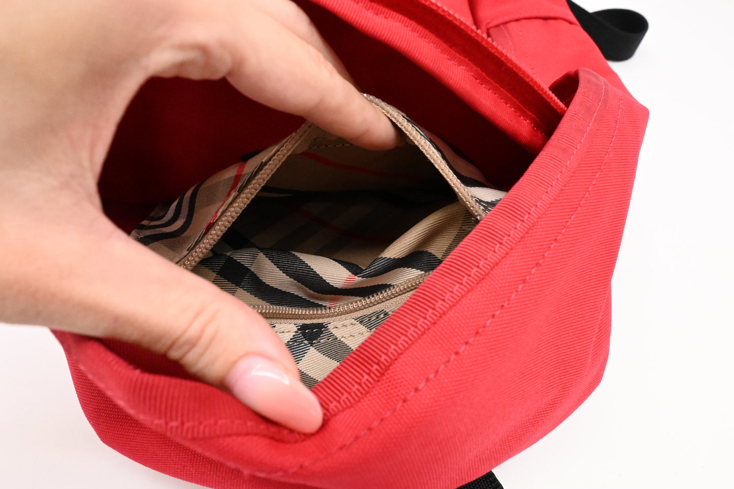 Burberry Backpack in Red Canvas