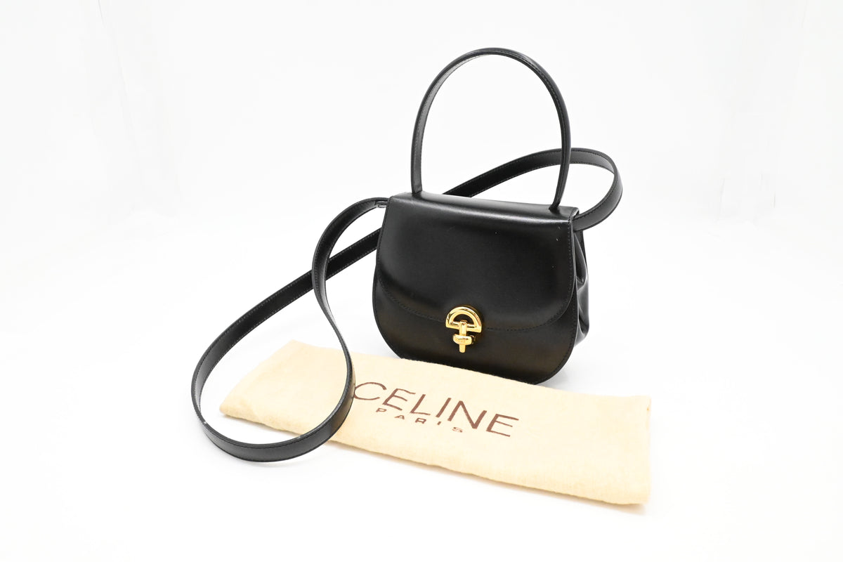 Celine 2way Bag in Black Leather