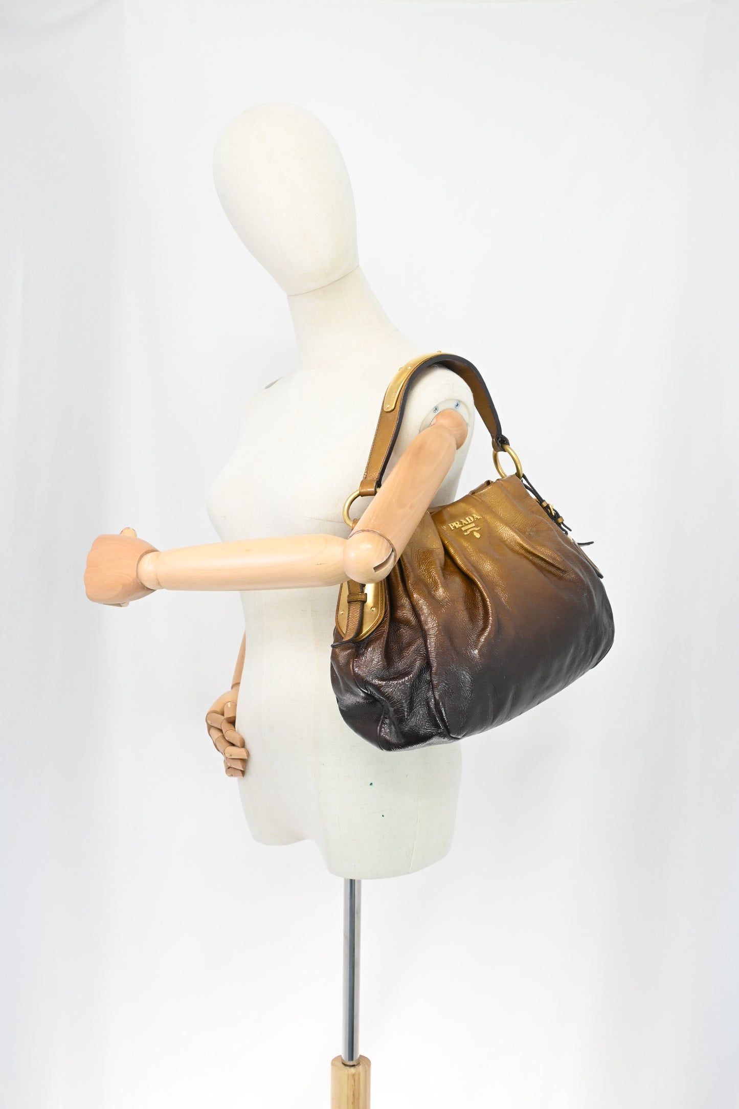 Prada Mordore Hobo Bag in Gold Ombre Leather