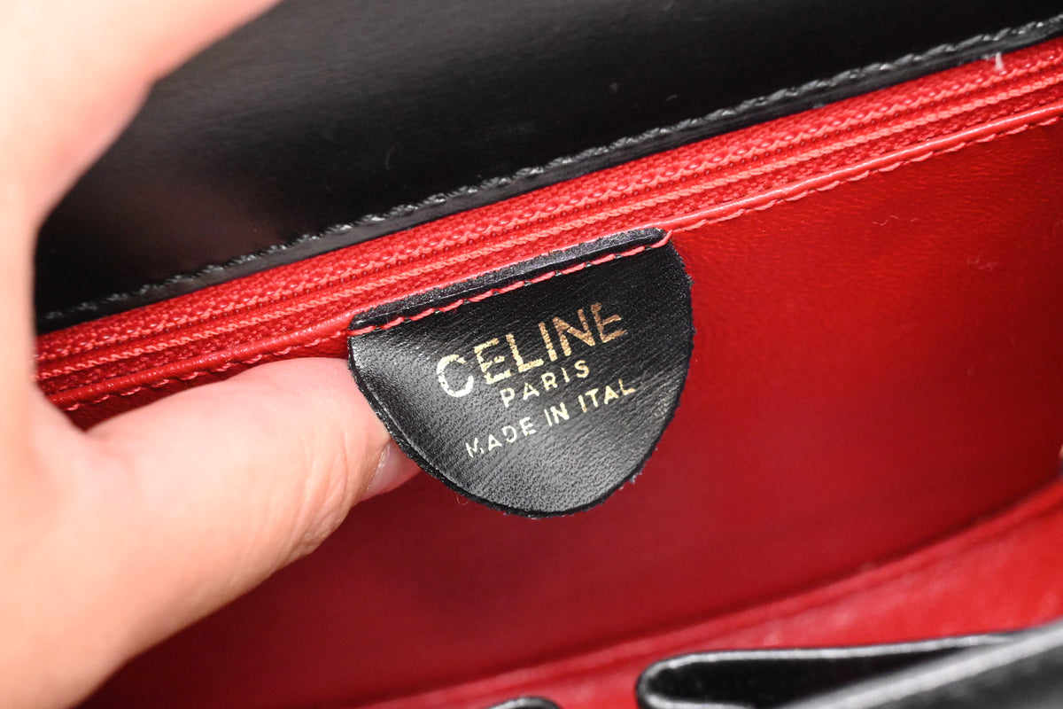 Celine 2way Bag in Black Leather