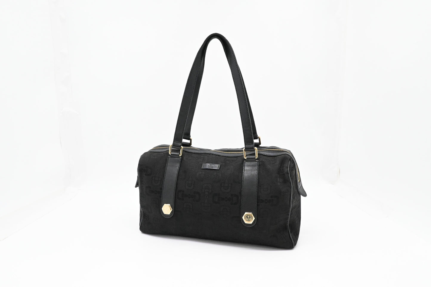 Gucci Shoulder Bag in Black Horsebit Canvas