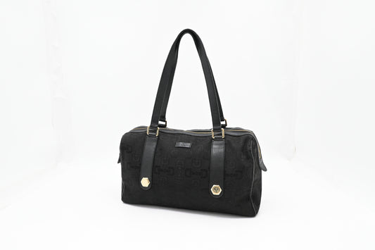 Gucci Shoulder Bag in Black Horsebit Canvas