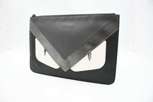 Fendi Monster Clutch in Black Leather