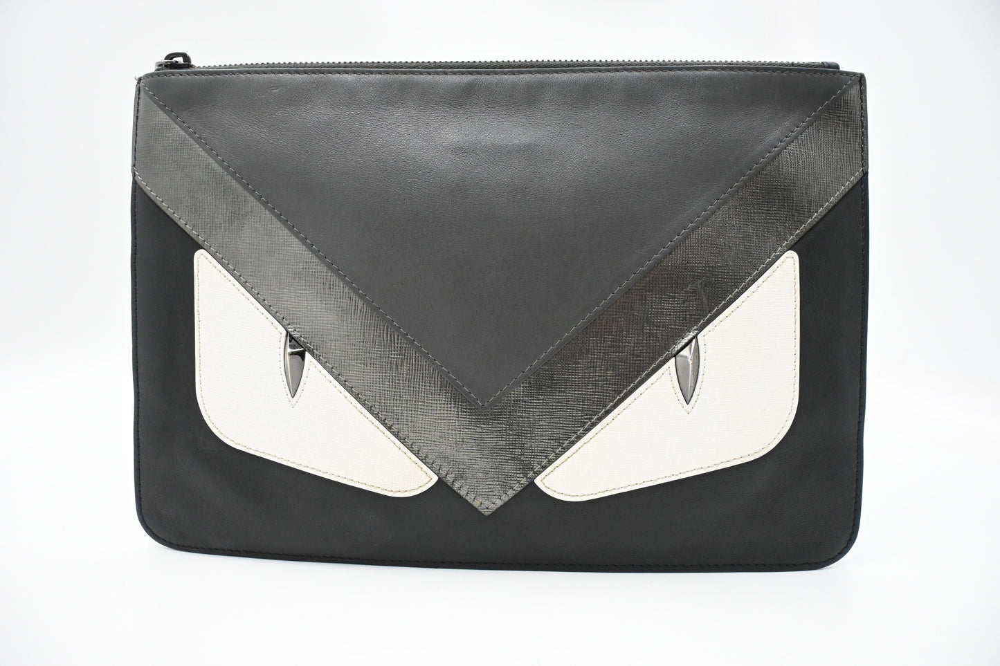Fendi Monster Clutch in Black Leather
