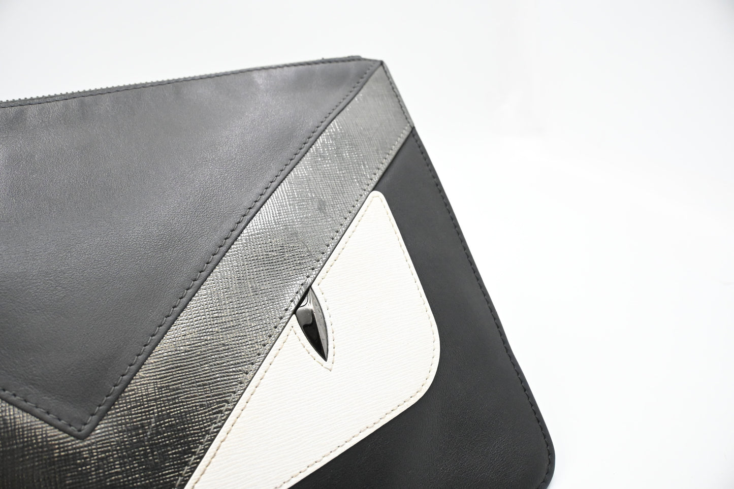 Fendi Monster Clutch in Black Leather