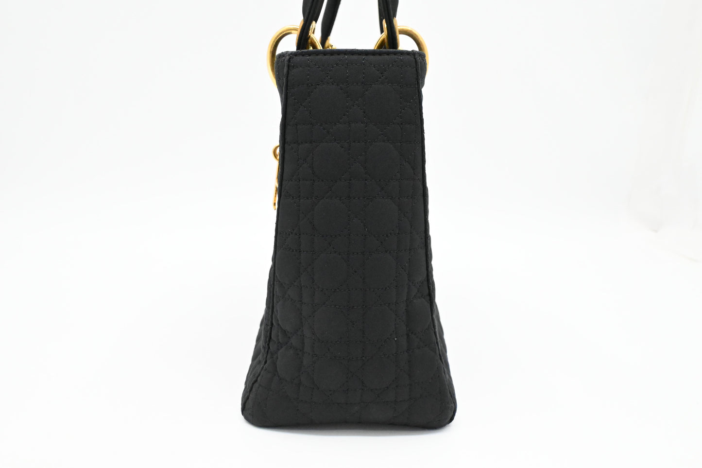 Dior Small Lady Dior in Black Cannage Nylon Canvas