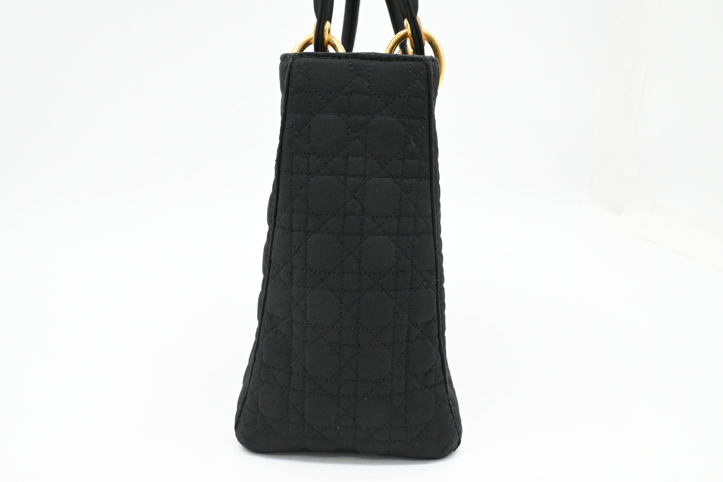 Dior Small Lady Dior in Black Cannage Nylon Canvas