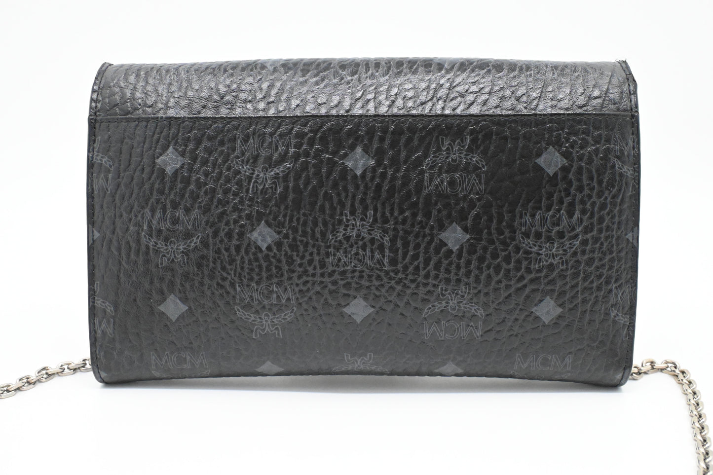 MCM Chain Clutch in Black Visetos Canvas