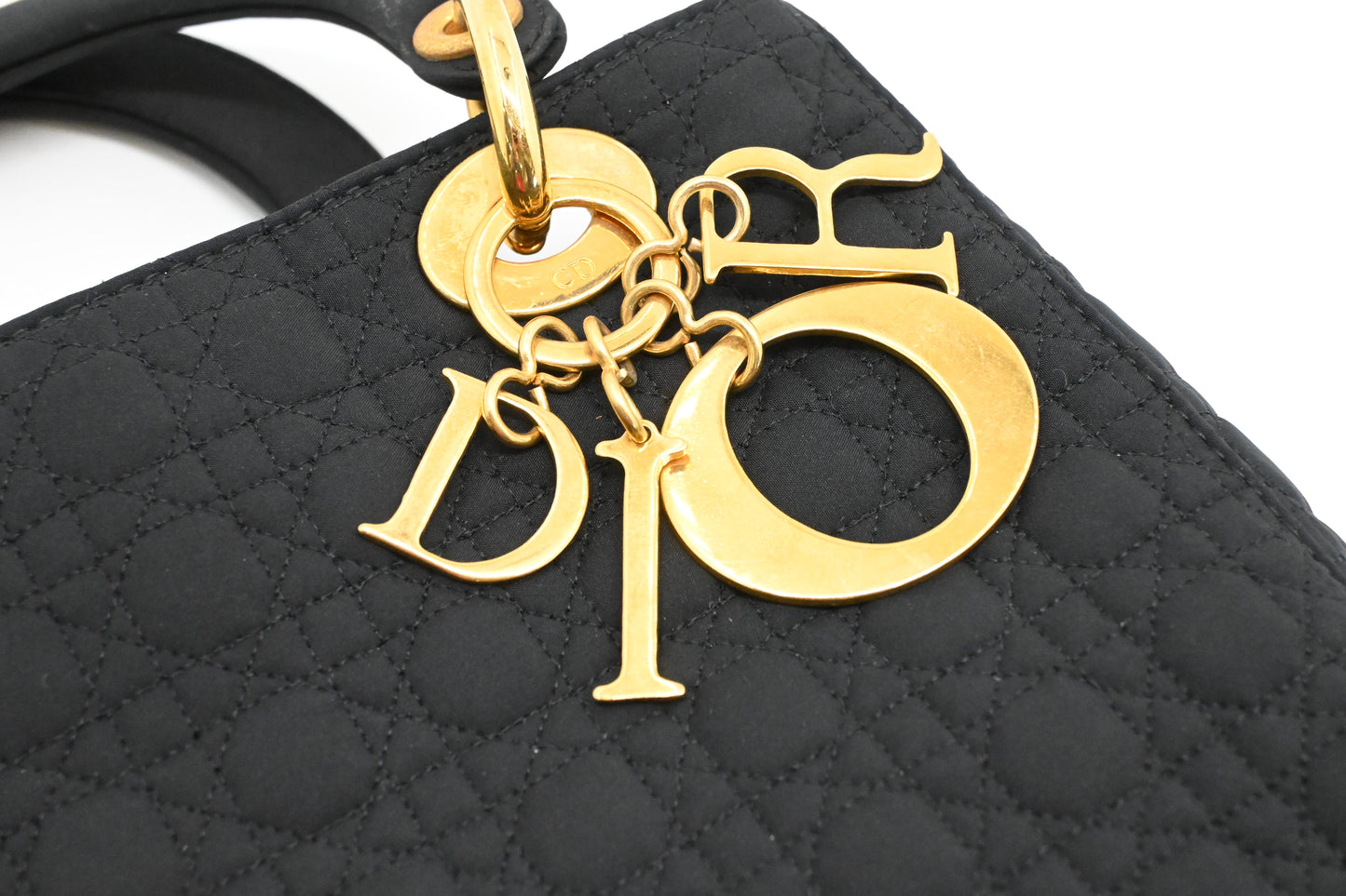 Dior Small Lady Dior in Black Cannage Nylon Canvas