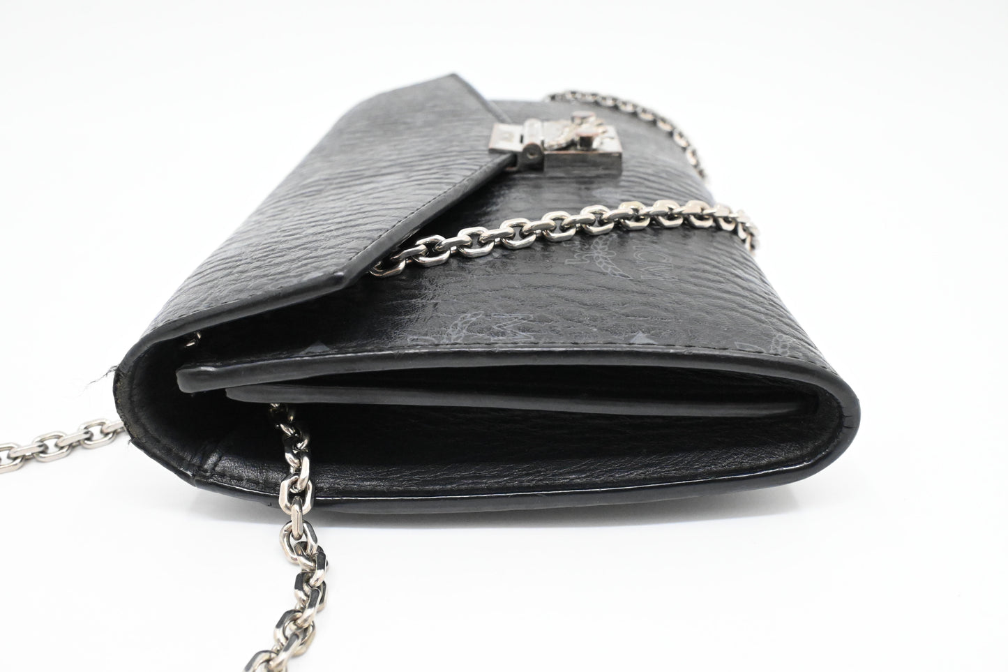 MCM Chain Clutch in Black Visetos Canvas