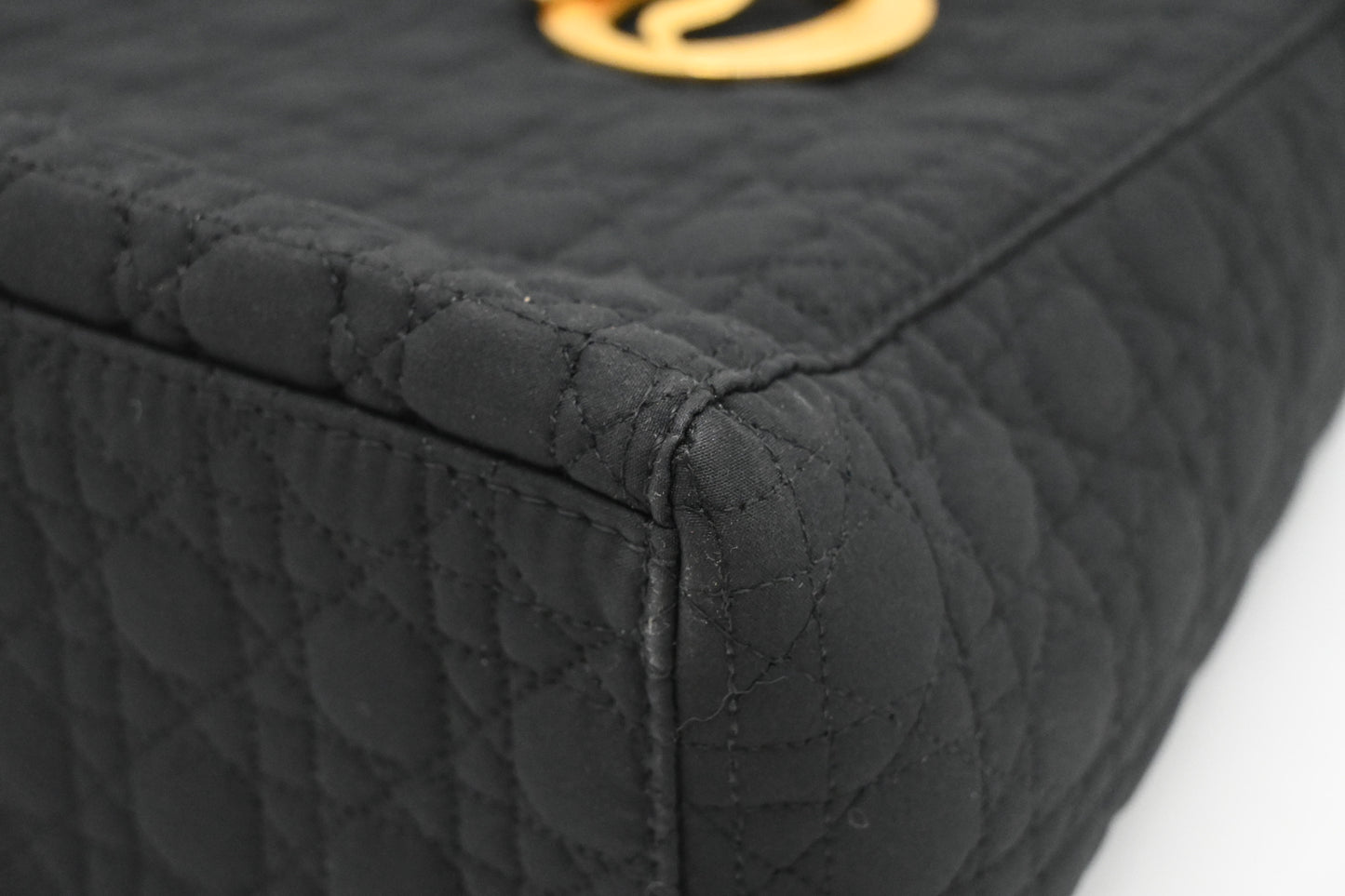 Dior Small Lady Dior in Black Cannage Nylon Canvas