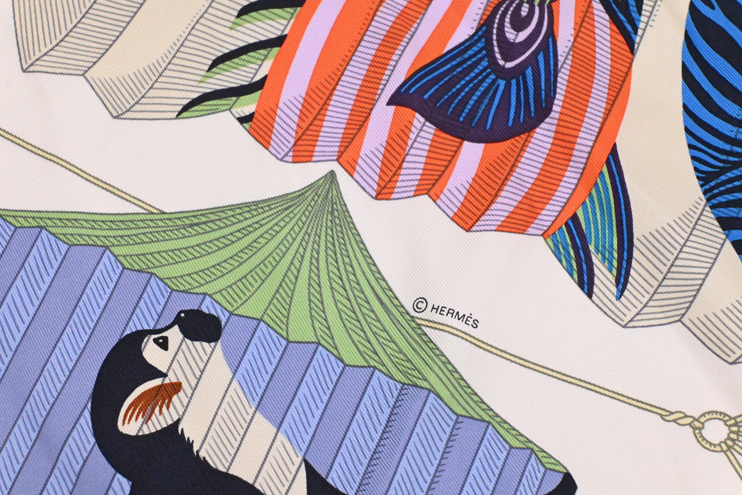 Hermes 'Lanternes, Ballons et Cocardes ' Carre 90 in Light Blue Silk