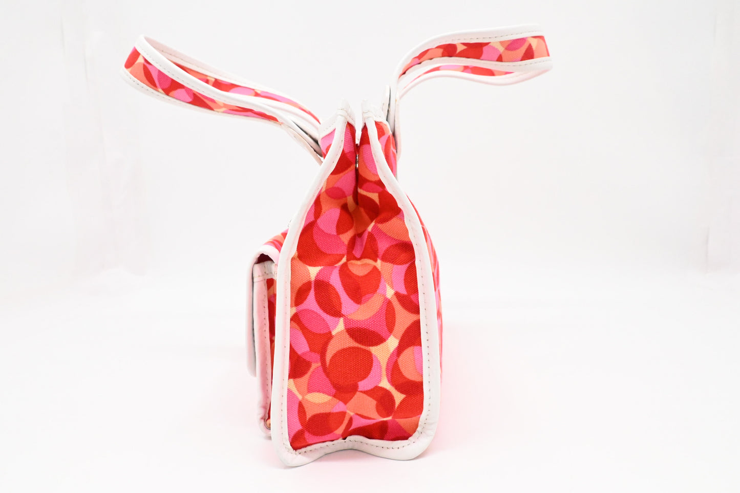 Celine Tote Bag in Red and Pink Canvas and White Leather