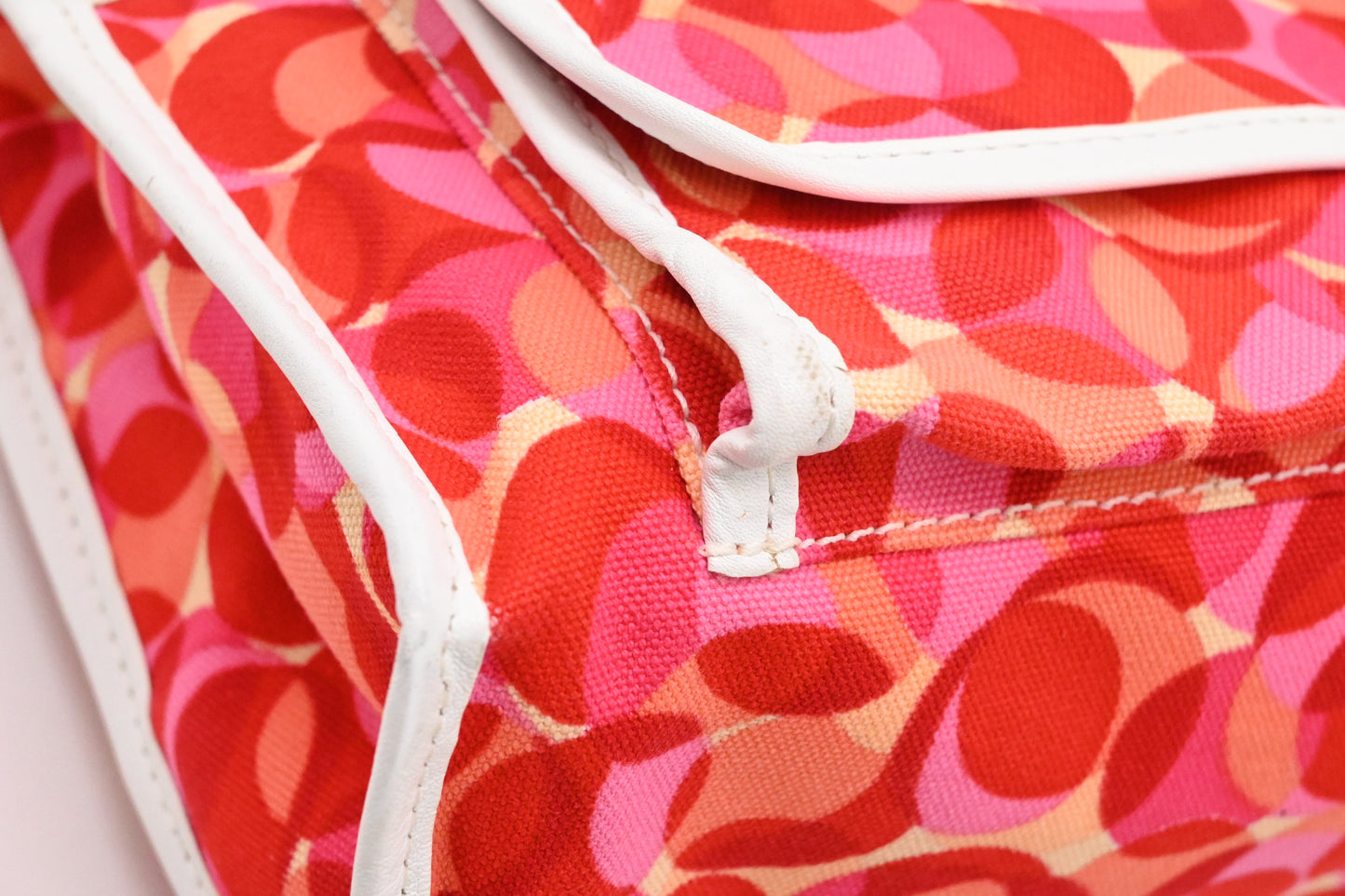 Celine Tote Bag in Red and Pink Canvas and White Leather