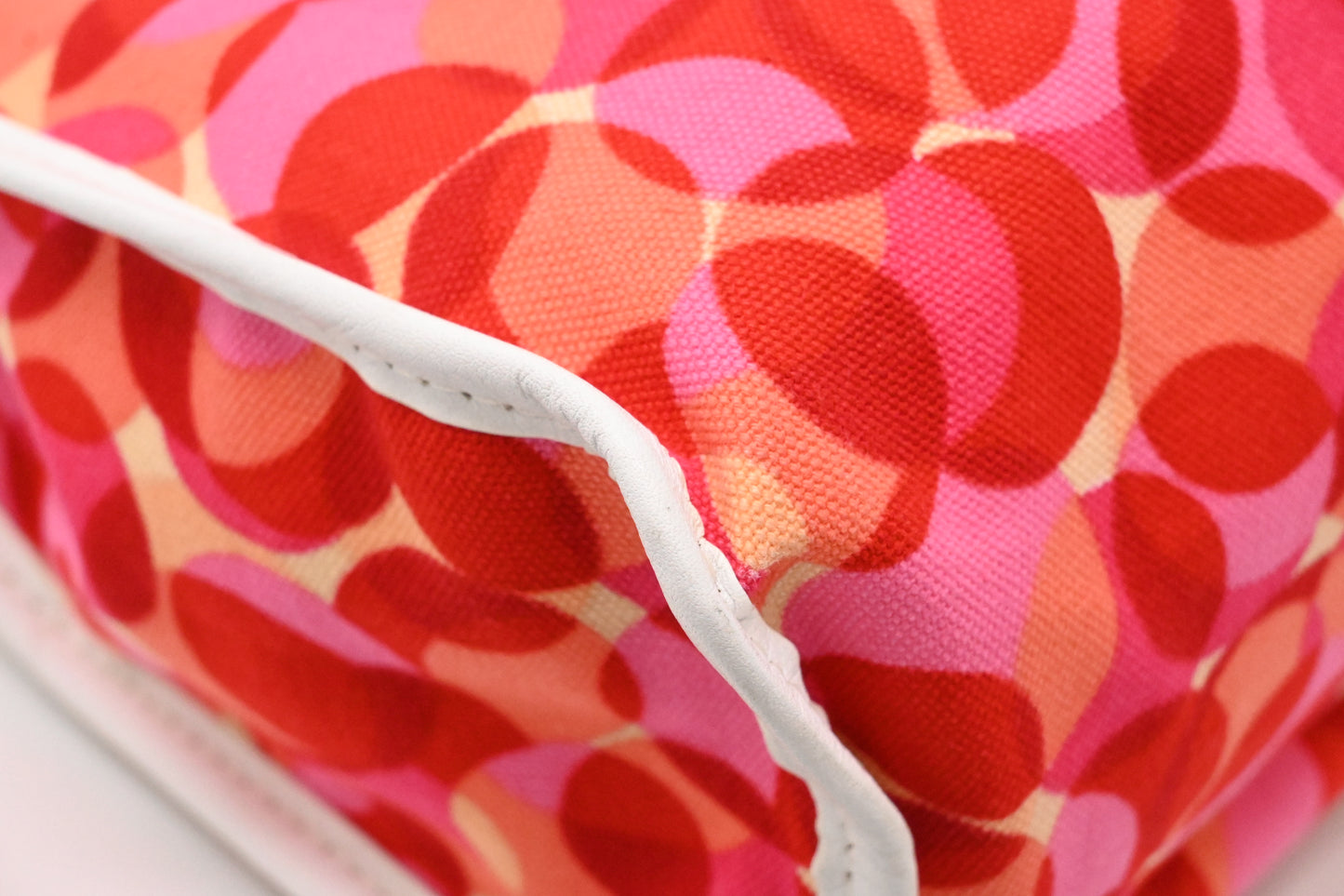 Celine Tote Bag in Red and Pink Canvas and White Leather