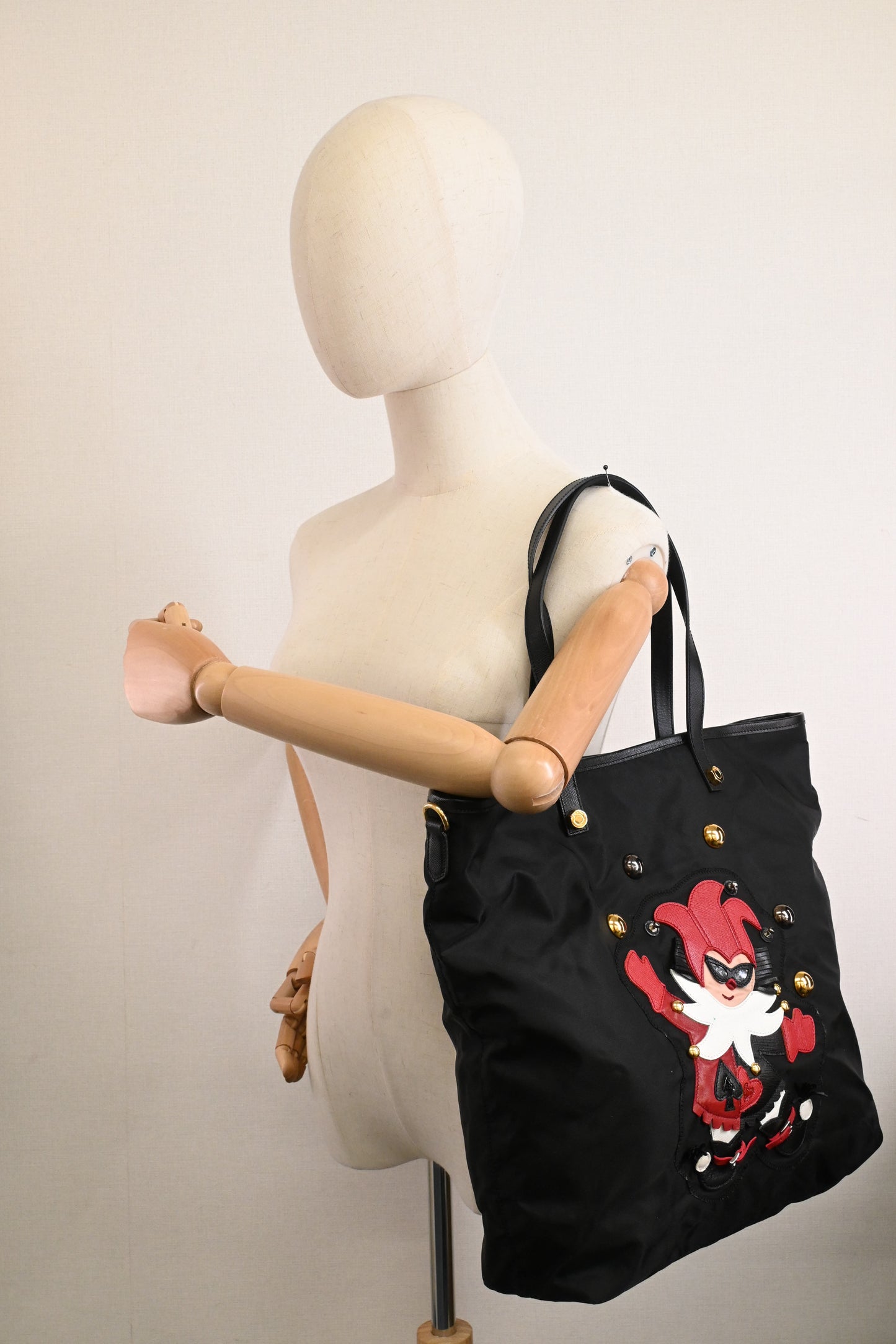 Prada Clown Tote in Black Canvas