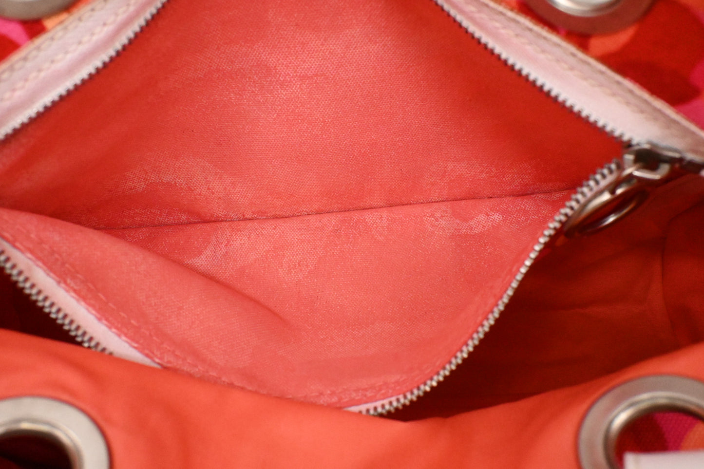 Celine Tote Bag in Red and Pink Canvas and White Leather
