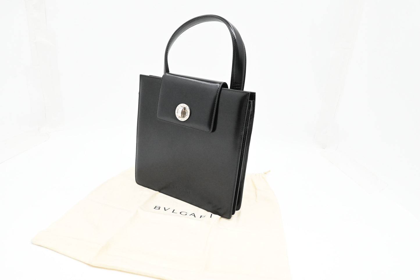 Bvlgari Top Handle Bag in Black Leather