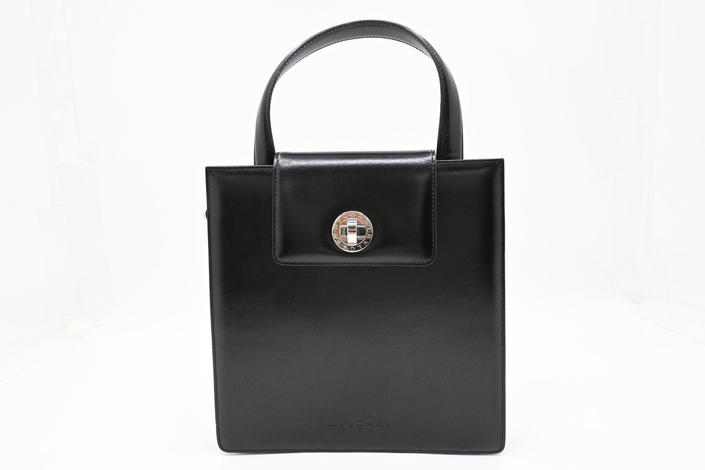Bvlgari Top Handle Bag in Black Leather