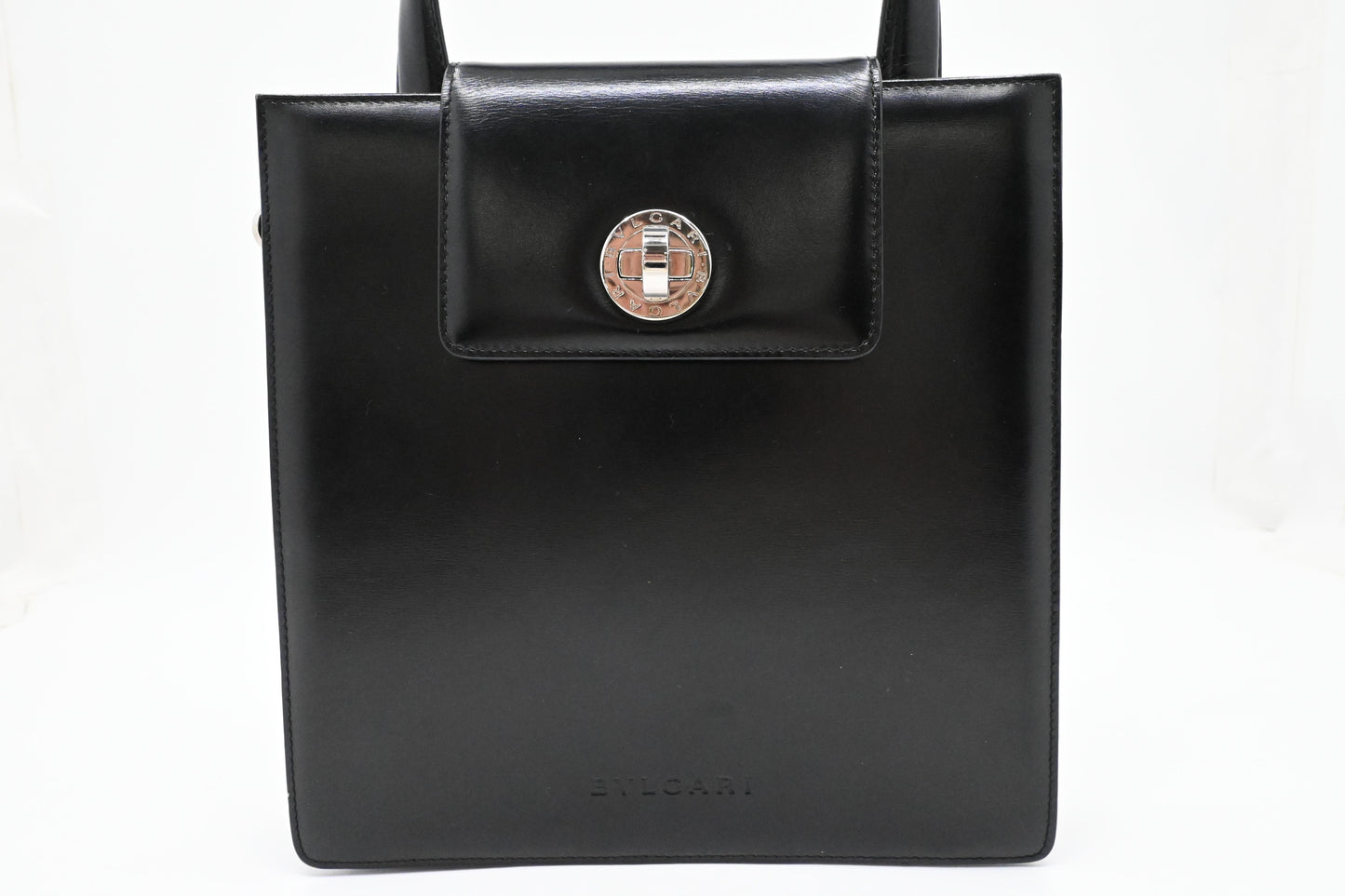 Bvlgari Top Handle Bag in Black Leather