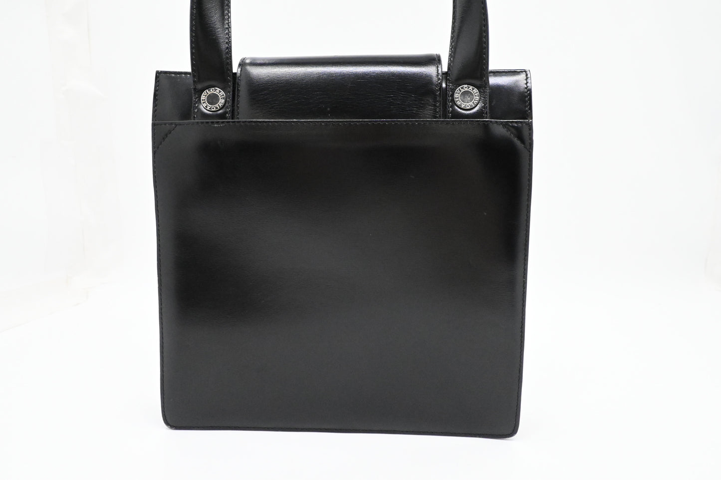 Bvlgari Top Handle Bag in Black Leather