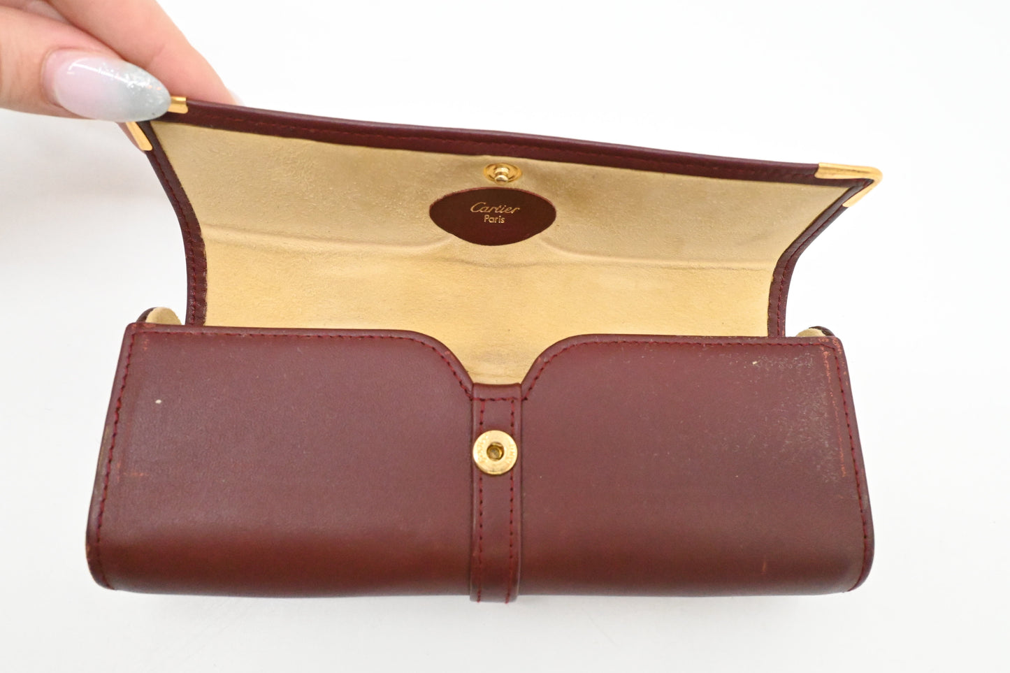 Cartier Glasses Case in Burgundy Leather