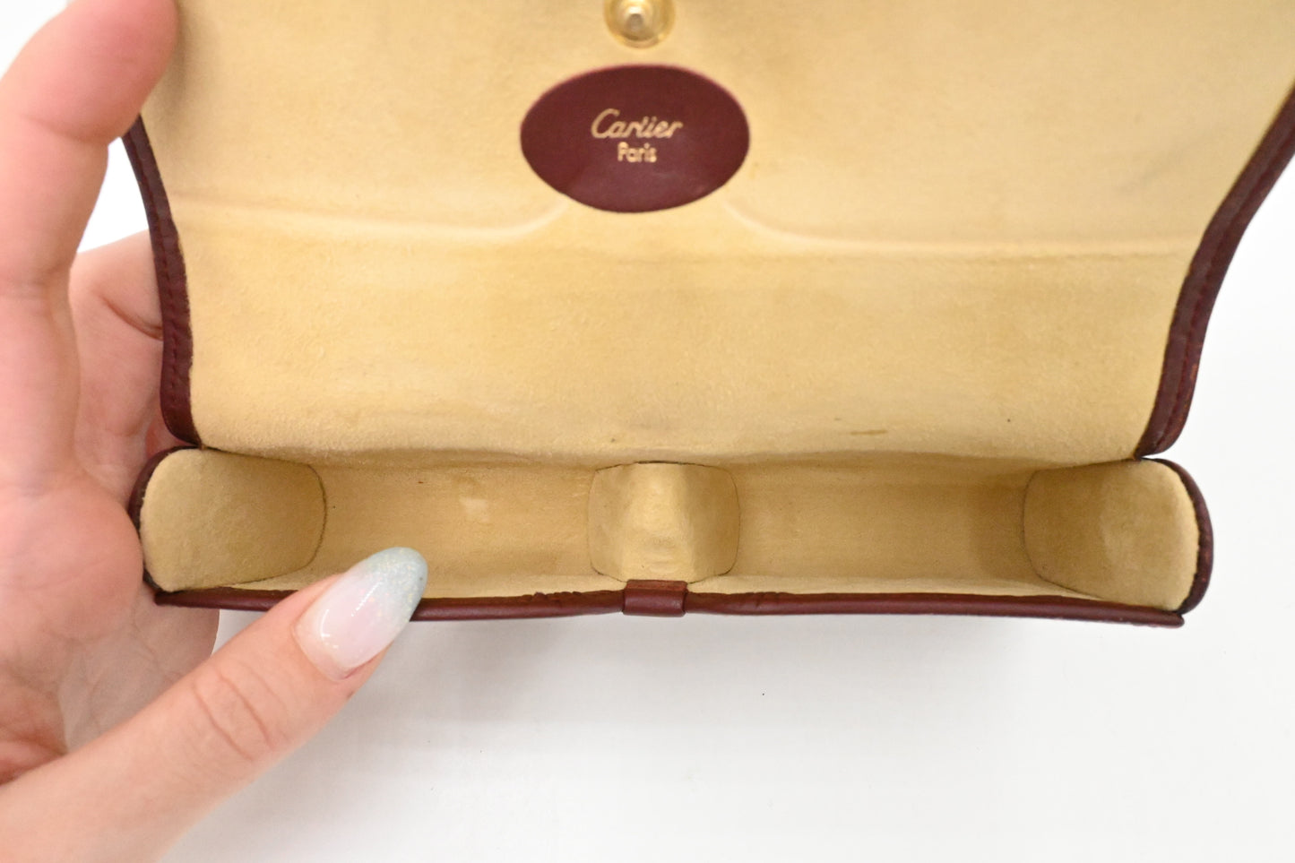 Cartier Glasses Case in Burgundy Leather